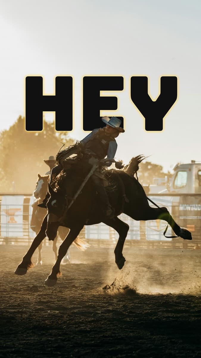 HEY photo mosaic on a rodeo scene